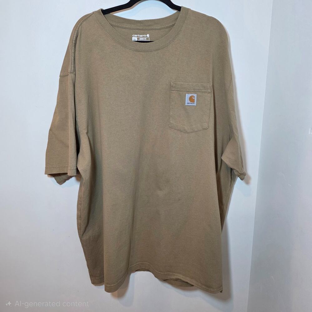 CARHARTT 3X Large Mens Tee Shirt Loose Fit Short Sleeve Heavyweight Beige